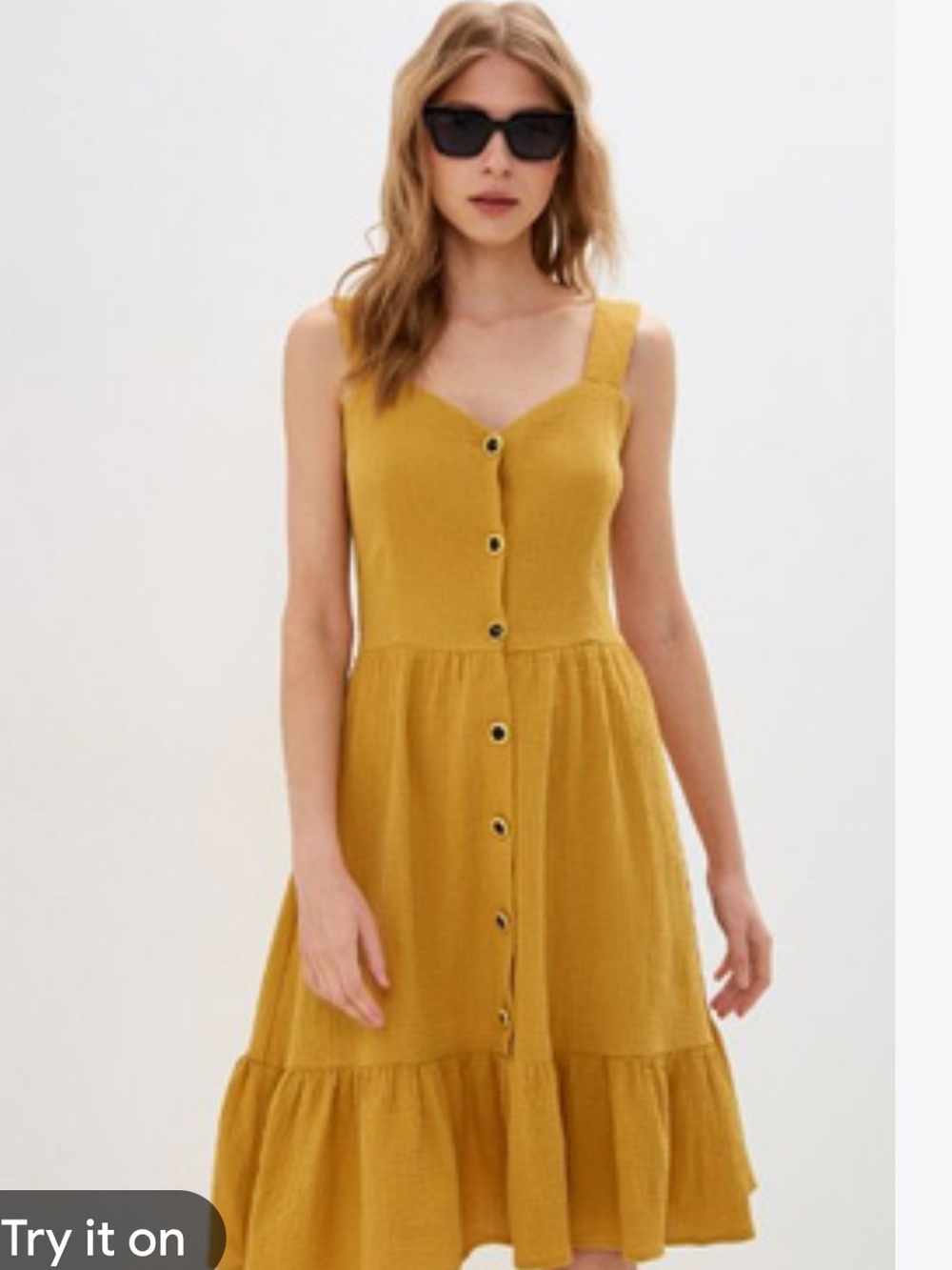 Monteau Los Angeles Linen Blend Golden Mustard Sundress